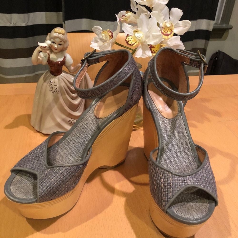 Joie Weber Platform Wedge Peep-Toe Sandals